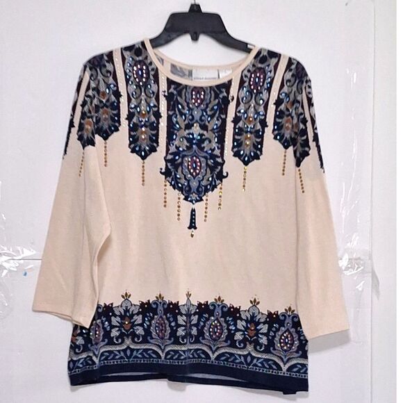 Alfred Dunner Tops - Alfred Dunner Women's Top Rhinestone Boho Designer Fantasy Moroccan Y2K XL